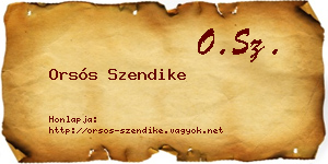 Orsós Szendike névjegykártya
